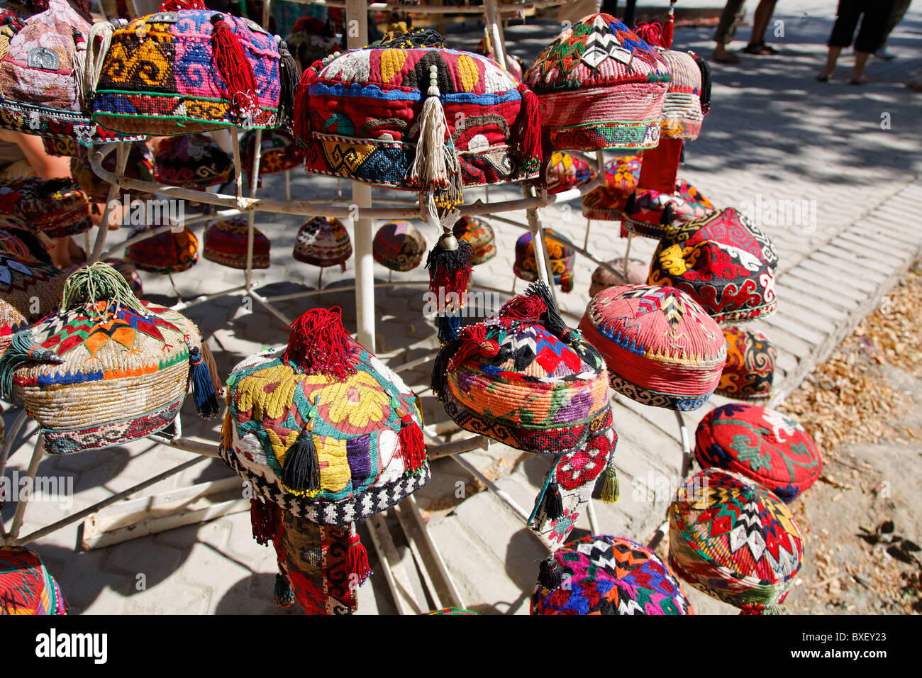 Uzbekistan Bukhara souvenir hats for sale Stock Photo Alamy