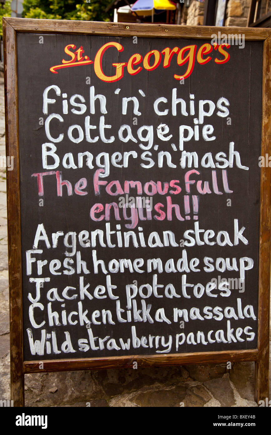 Tourist menu on a Blackboard in Gurko street in Veliko Turnovo in ...