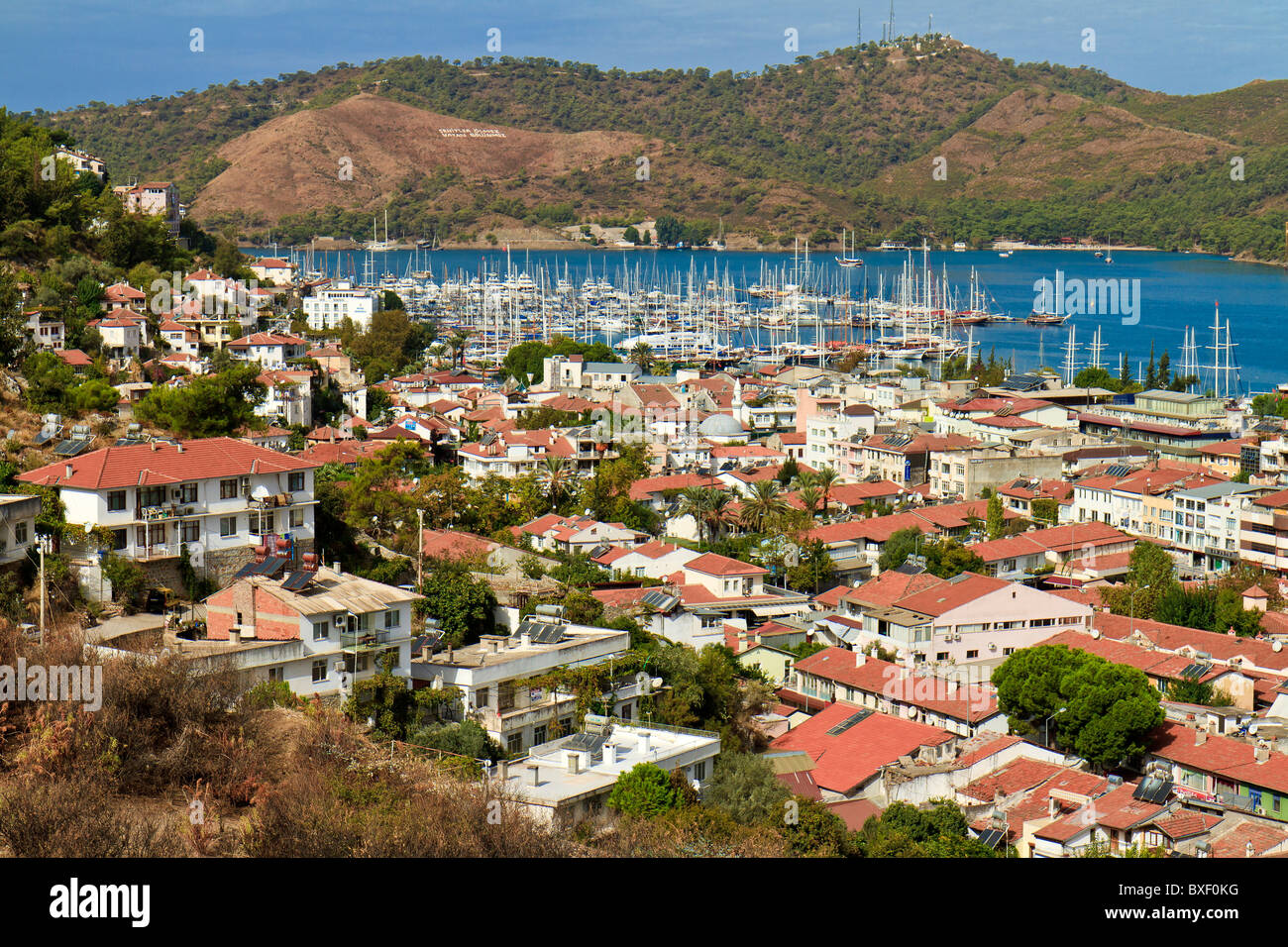 Turkey Fethiye View Across The Harbour Stock Photo