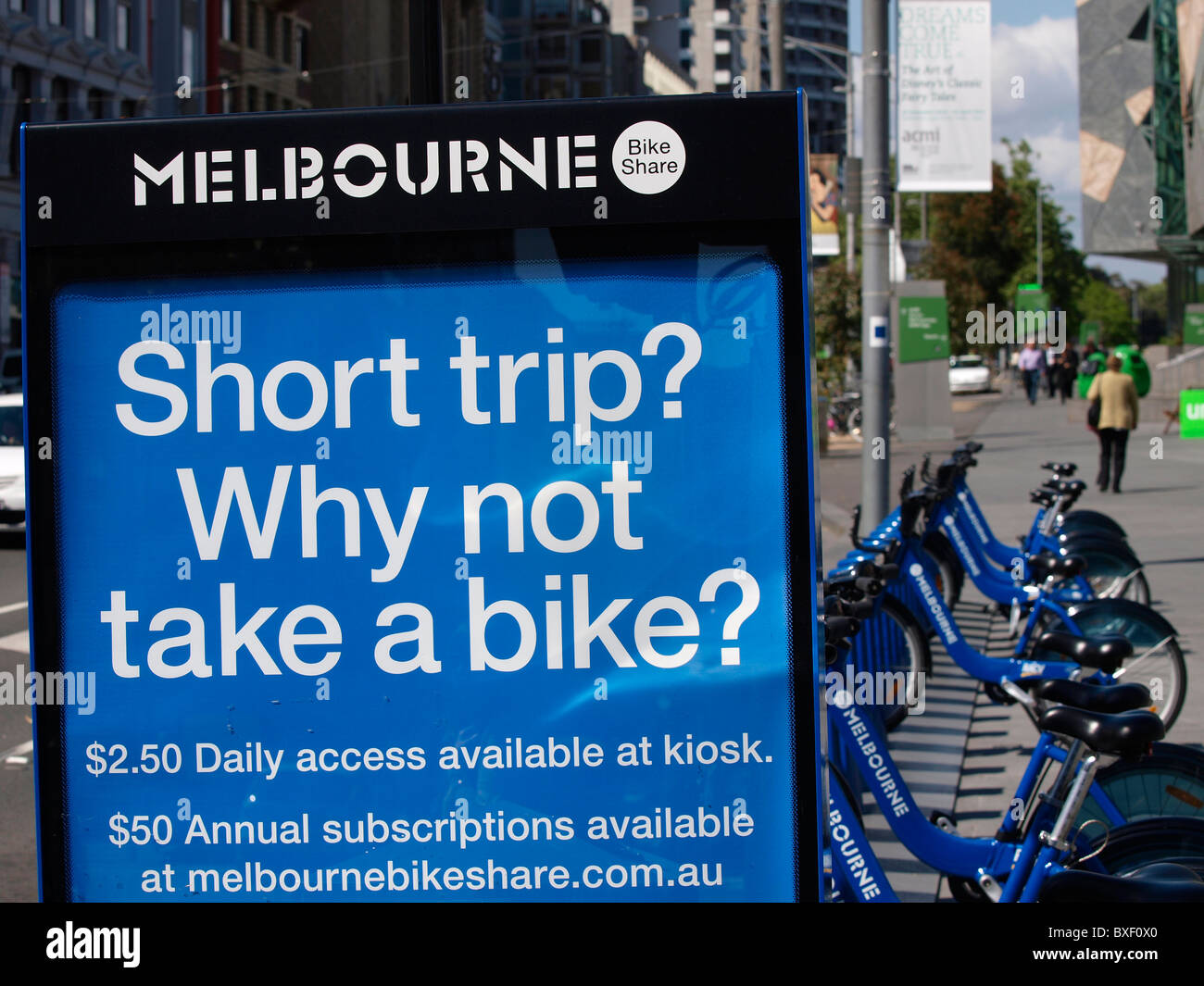RENT A CYCLE IN PUBLIC PLACES MELBOURNE HIRE VICTORIA AUSTRALIA Stock