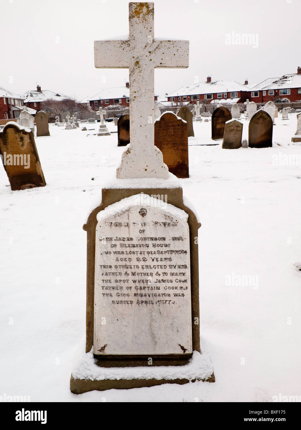 A memorial stone marking the site where the father of Captain James