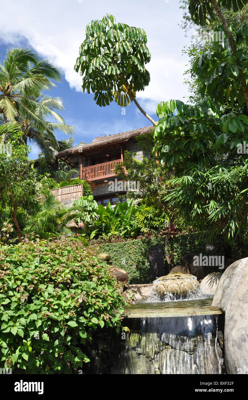 View over infinity swimming pool and sea at the Taj Green Cove Hotel Kerala Kovalam India southern India Stock Photo