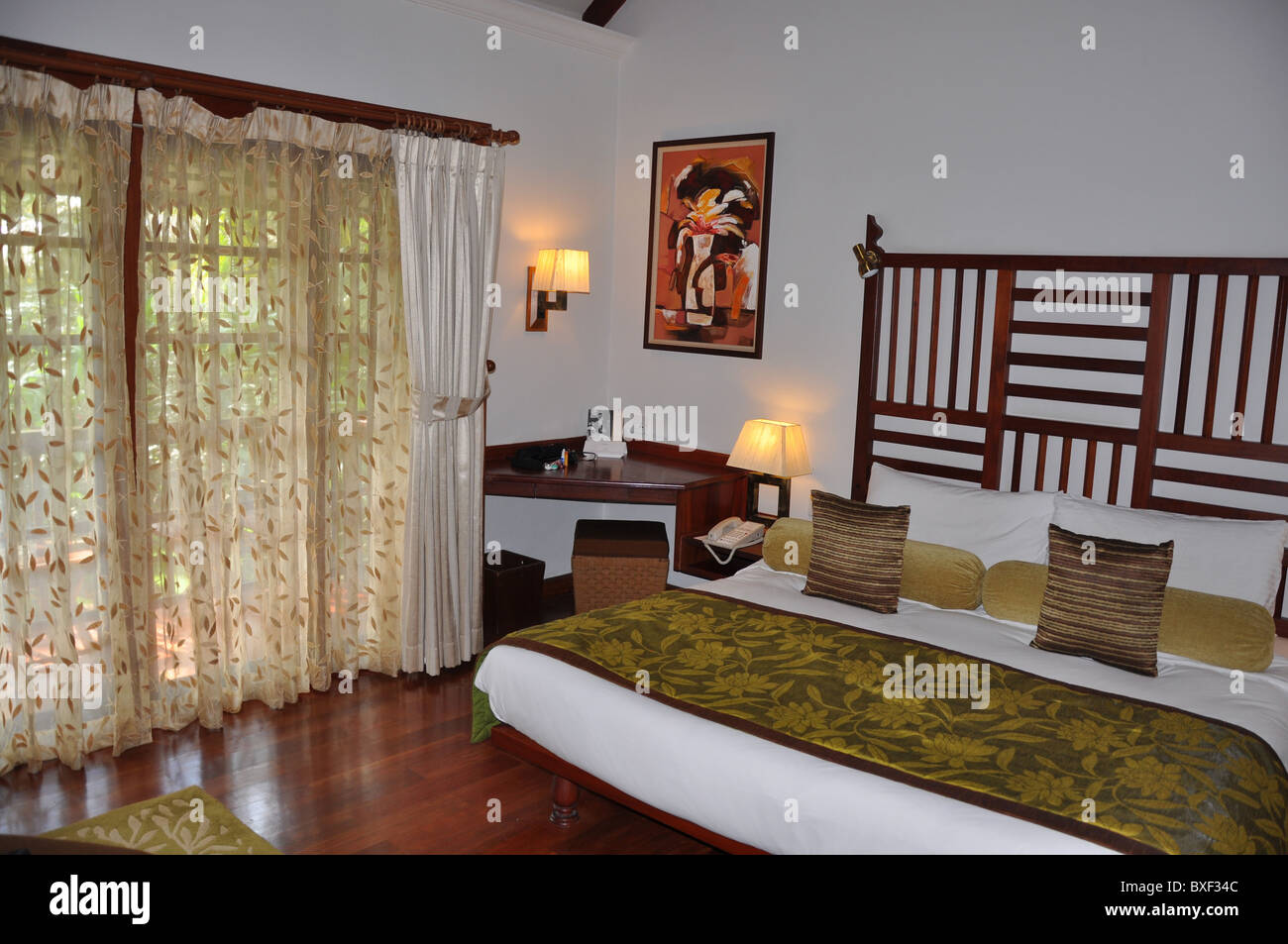 Bedroom at the Taj Green Cove in Kerala India Asia Stock Photo