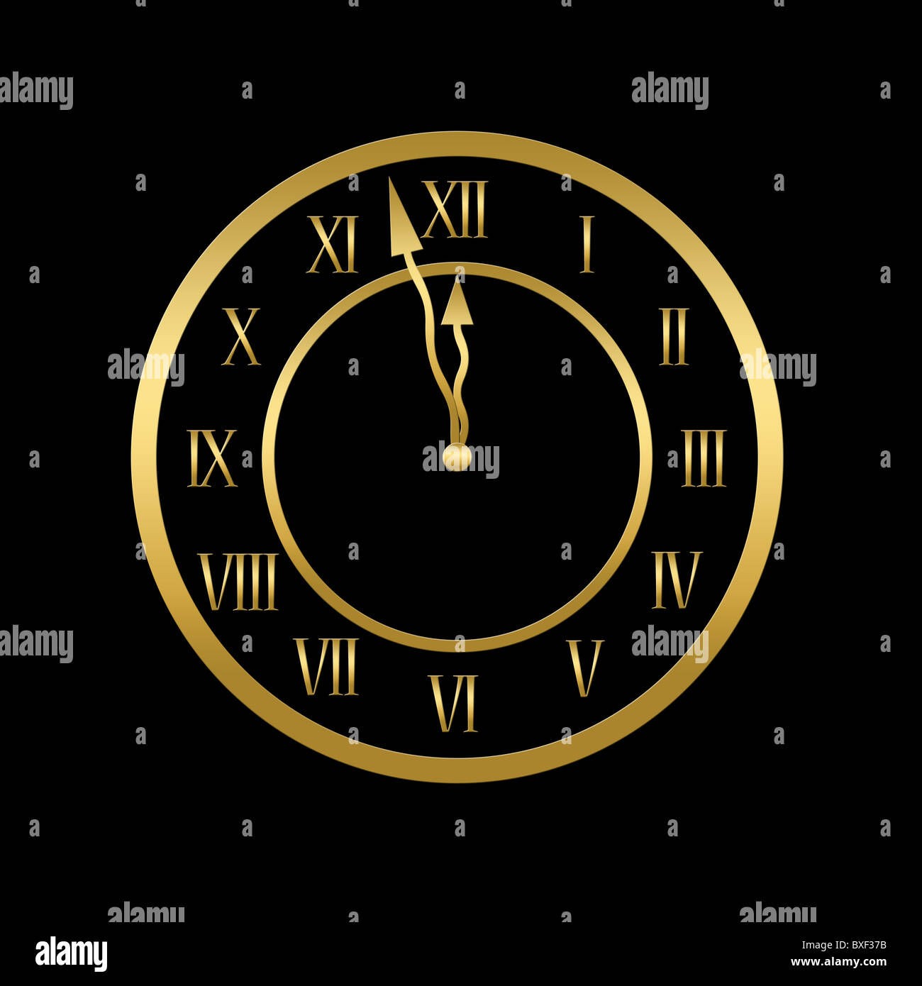 Clock is showing almost twelve, midnight or new year concept Stock ...