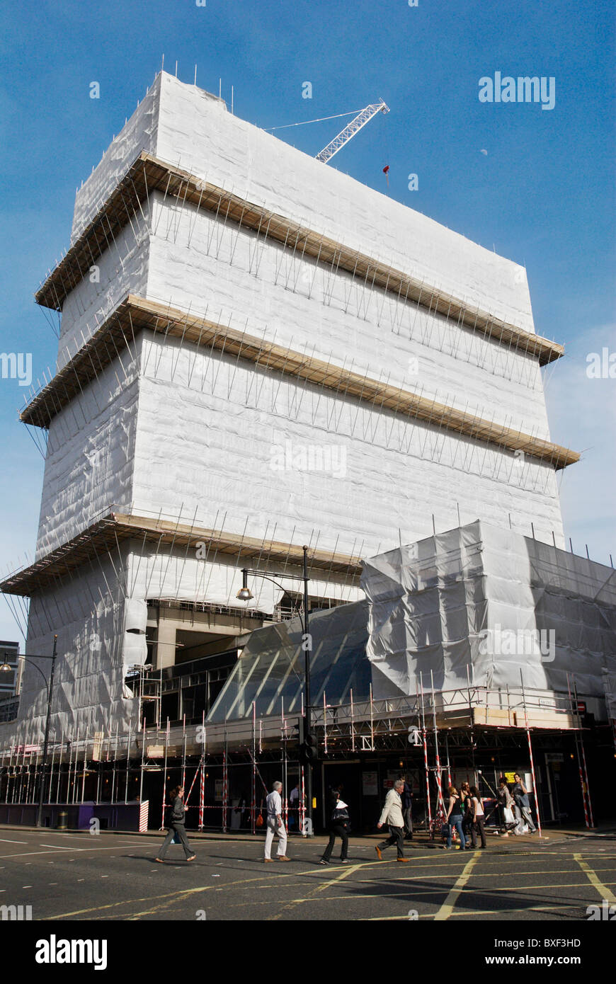 Shops and offices under scaffolding and safety hoarding Oxford Street