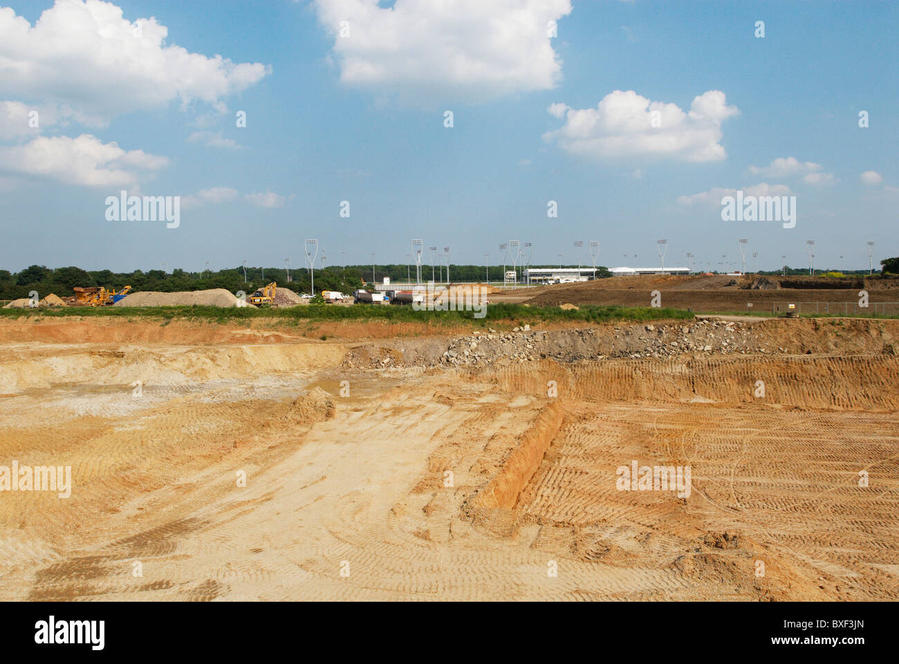 Land excavated for the construction of the Great Leighs racecourse Essex UK Stock Photo