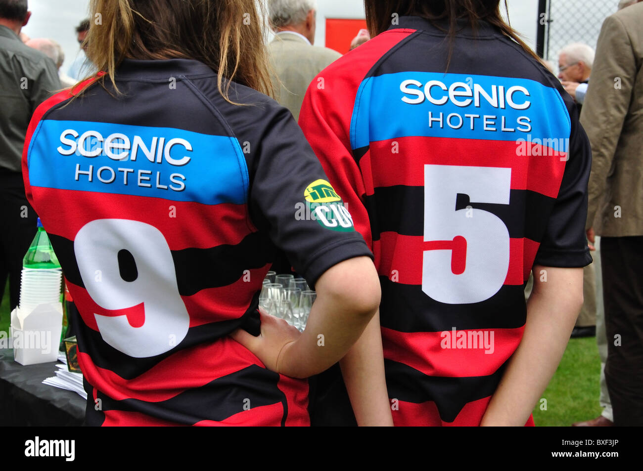 Teenage girls wearing Canterbury rugby shirts, Cashmere Hills,  Christchurch, Canterbury, South Island, New Zealand Stock Photo - Alamy