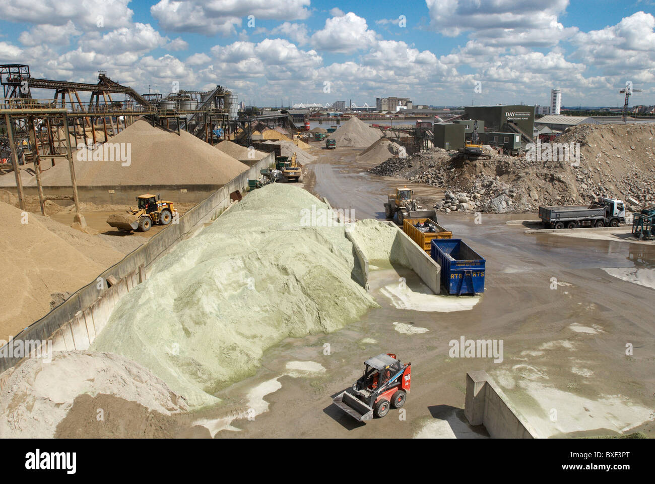 The yard at Day Aggregates a construction materials and recycling plant Greenwich South-East London UK Stock Photo