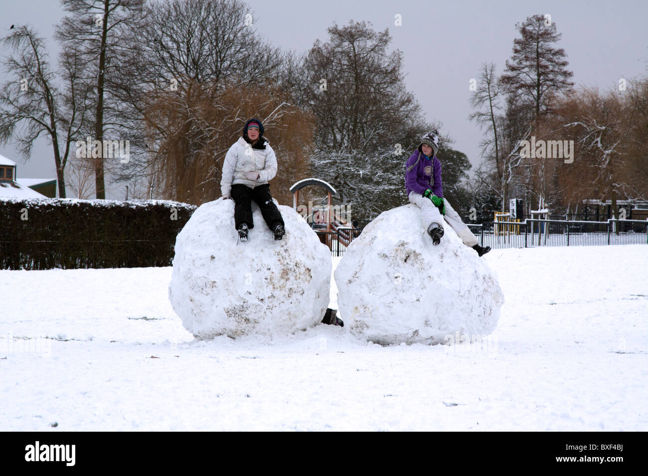 Winter Snowfall - Hampstead Heath - Camden - London Stock Photo