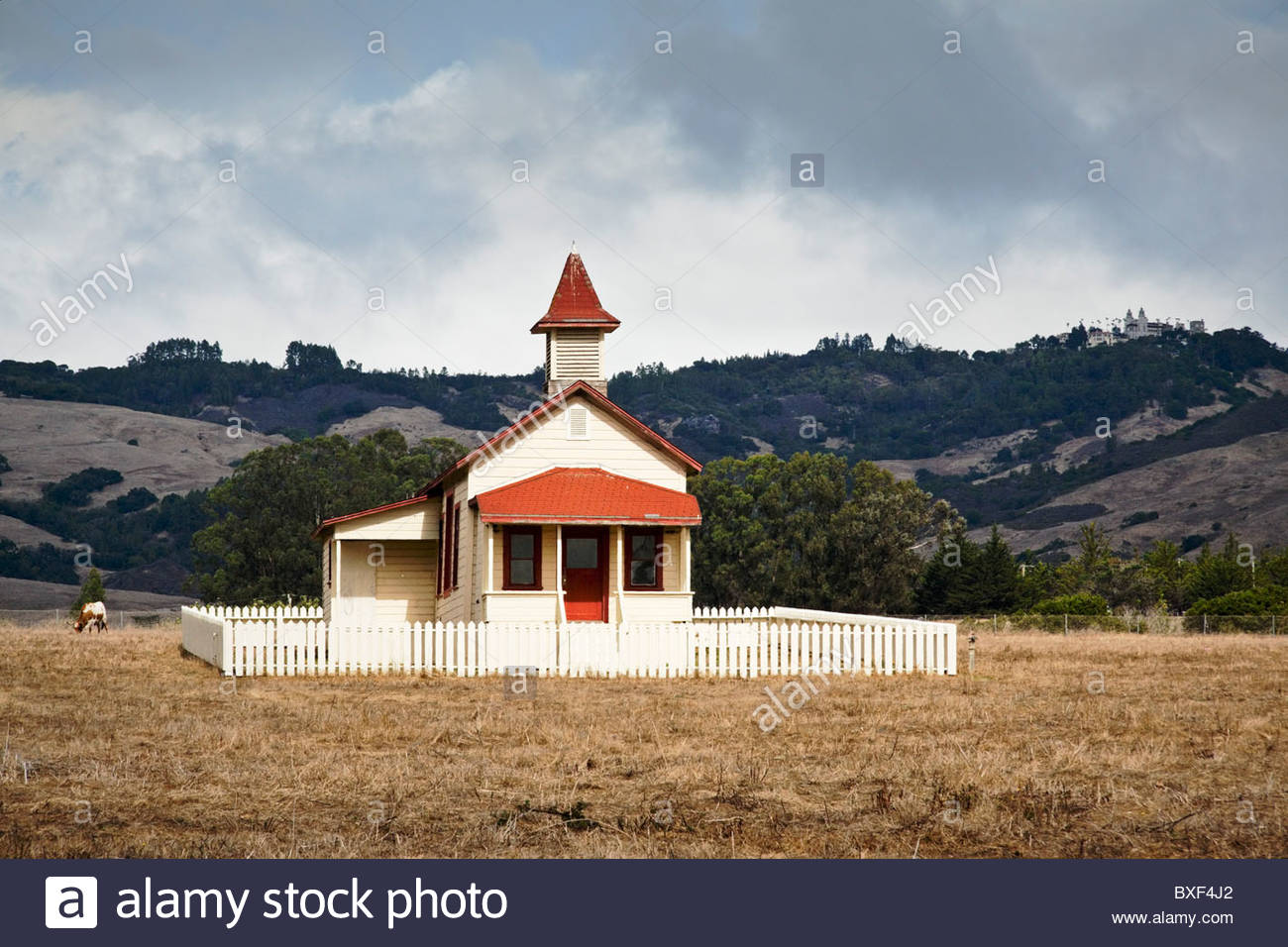 Old One Room Schoolhouse With Heart Castle In The Background