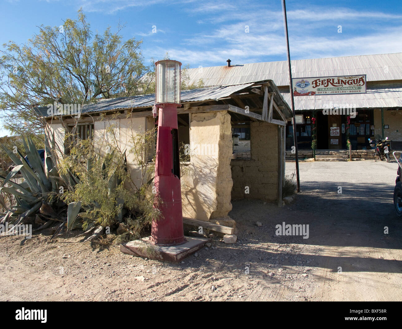 Terlingua ghost town, in west Texas, near the Big Bend National Park. Stock Photo