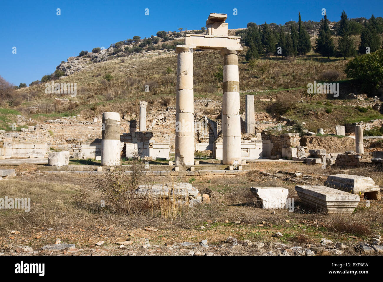 The ruins of Ephesus, Turkey, polarizing filter applied Stock Photo