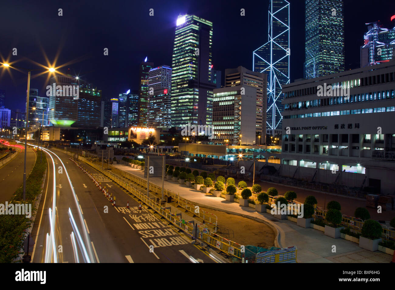 Hong Kong Island China city skyline of Central District at night with ...