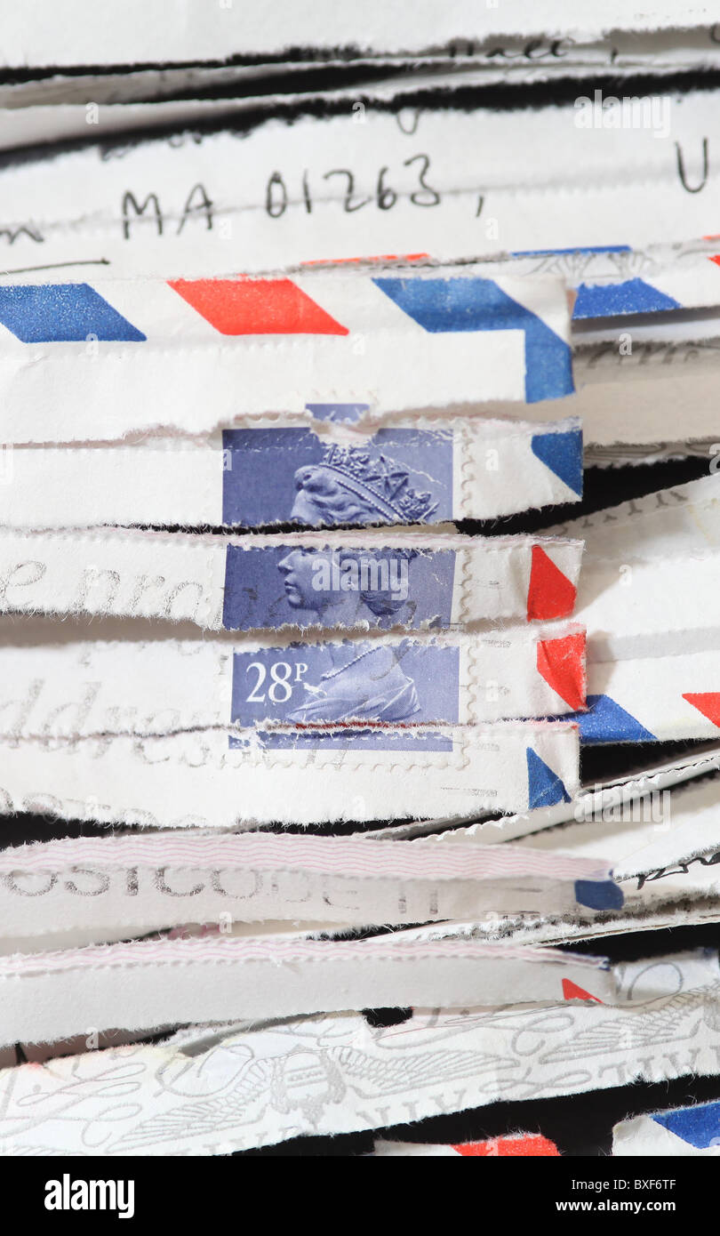 A shredded envelope and a 28p stamp. Picture by James Boardman Stock