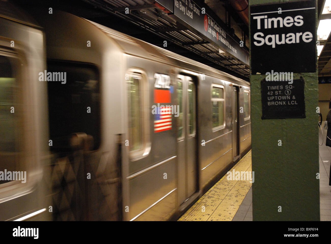 Driving Train in Times Square Subway Station Stock Photo Alamy