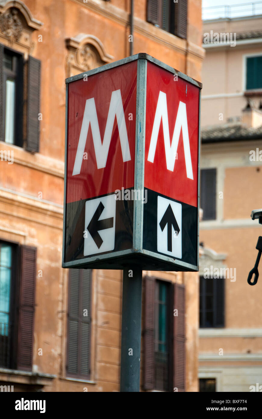 Piazza di Spagna Roma and the Metro Underground rail sign Stock Photo