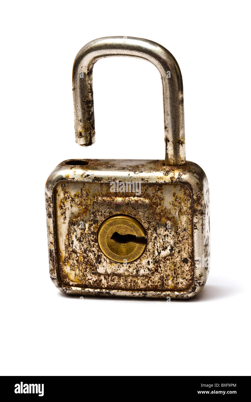 Old padlock isolated on white background Stock Photo - Alamy