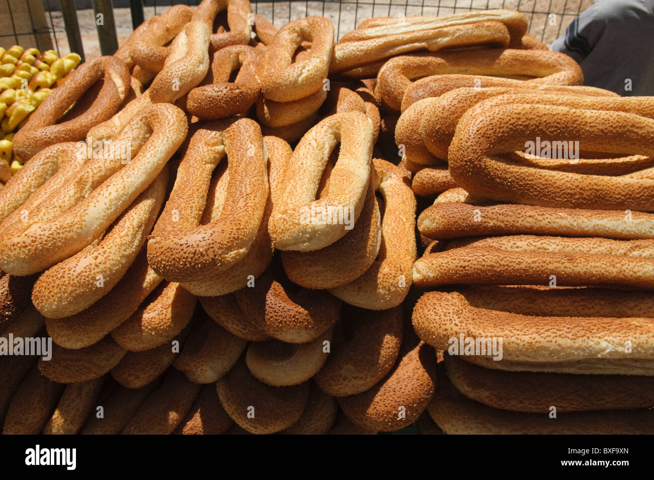 bagel cart in the old city of Jerusalem Stock Photo