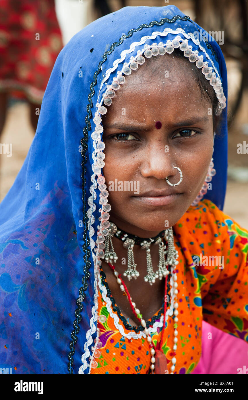 Gadia Lohar. Nomadic Rajasthan young woman. India's wandering blacksmiths. India Stock Photo