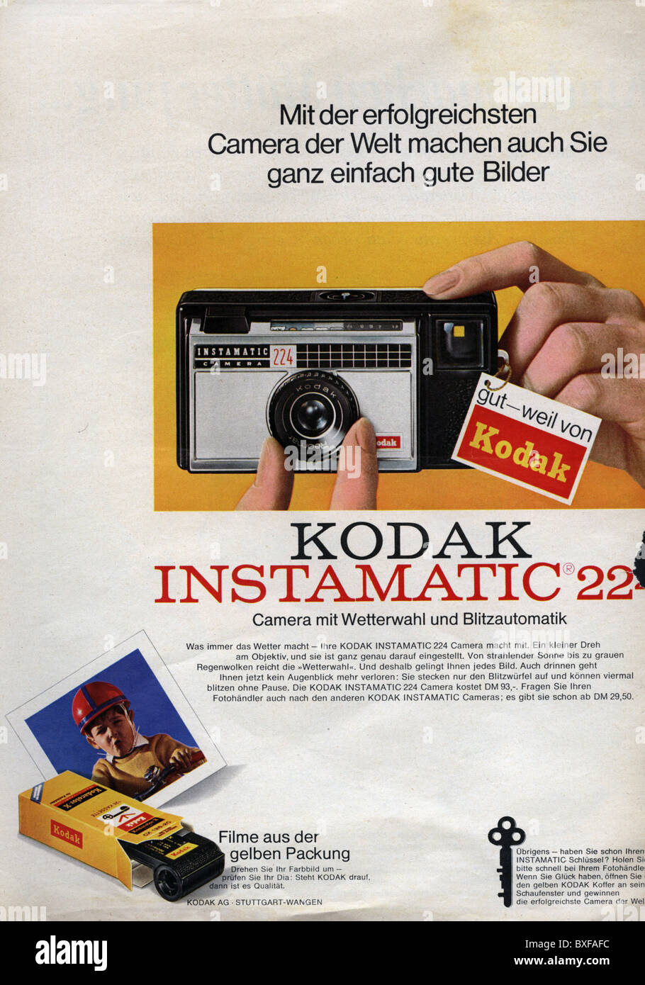 advertising, photography, advert for camera Kodak Instamatic 224, from the magazine 'Stern', No. 20, 14.5.1967, Germany, Additional-Rights-Clearences-Not Available Stock Photo
