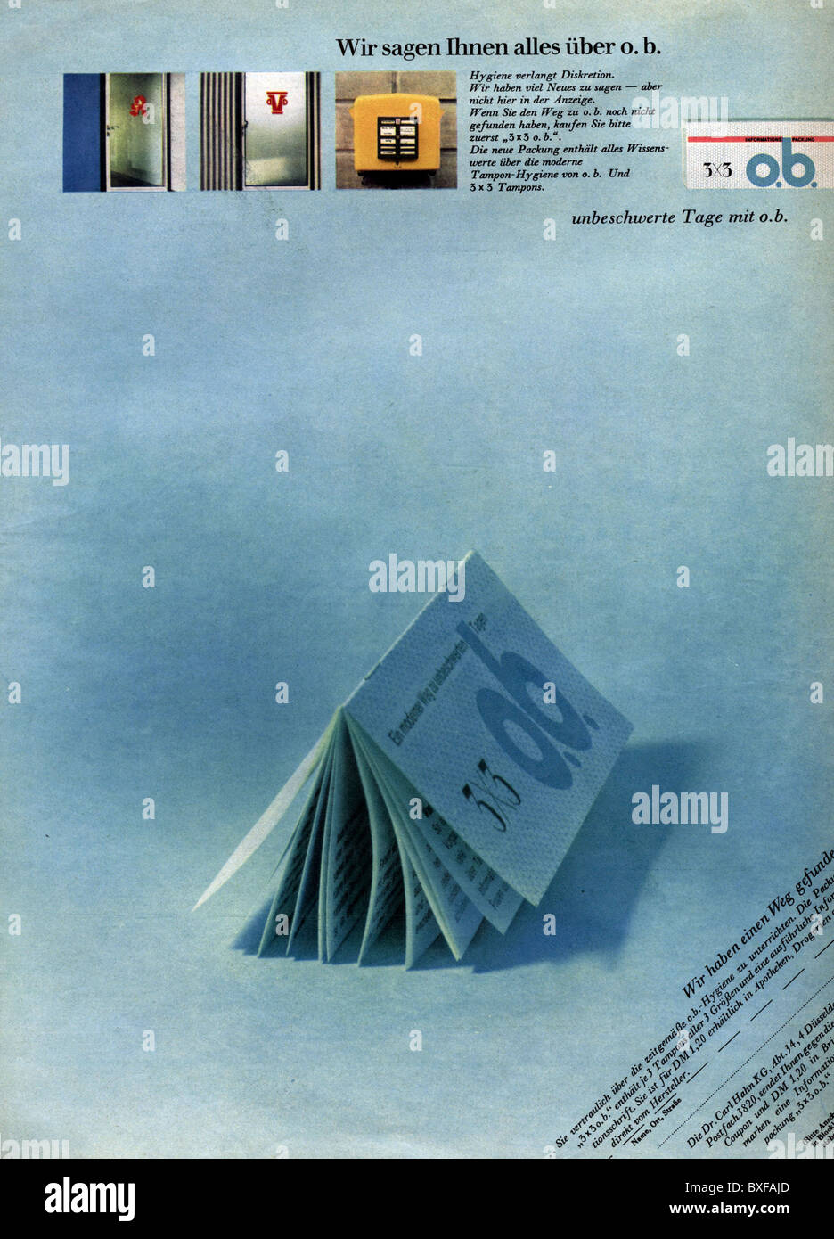 personal hygiene, advertising, advert for O.B. sanitary tampons, from ...