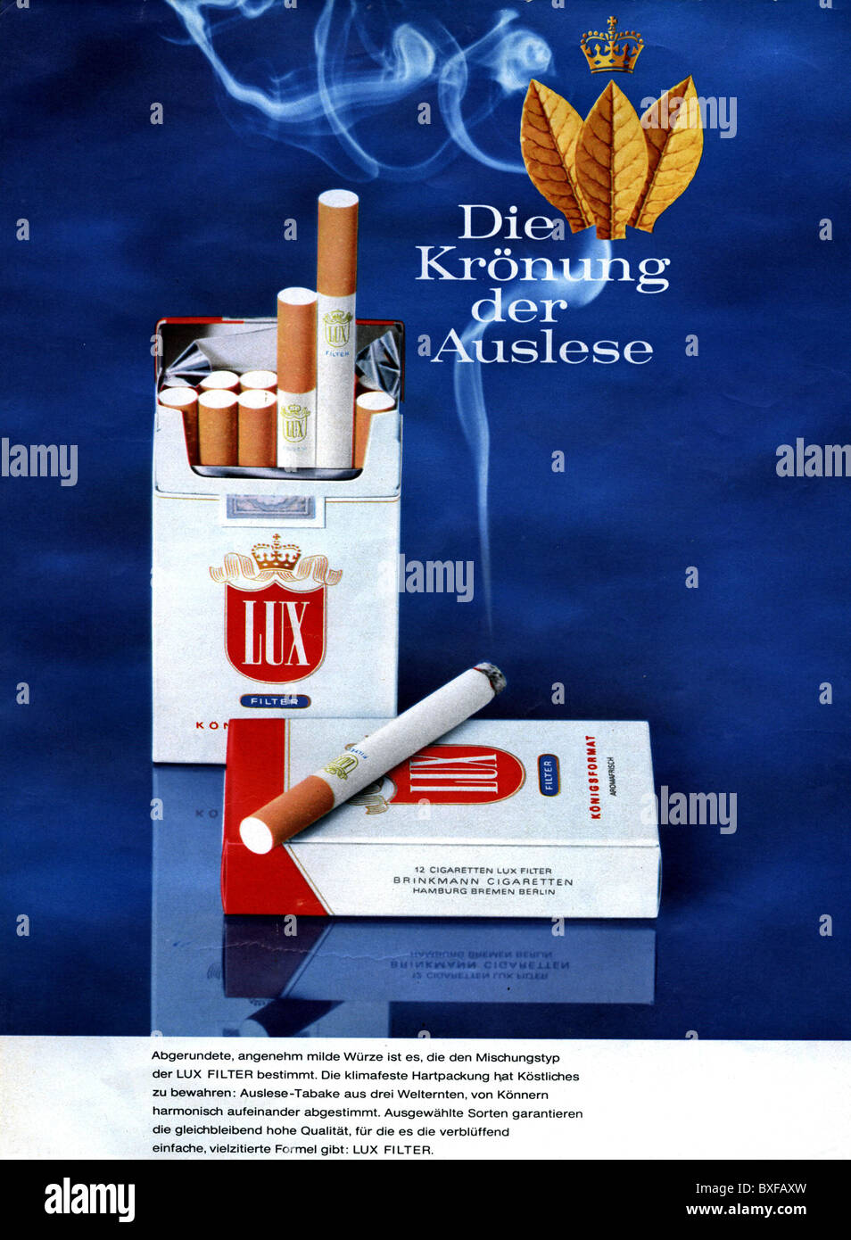advertising, tobacco, cigarettes, advert for Lux cigarettes, from a