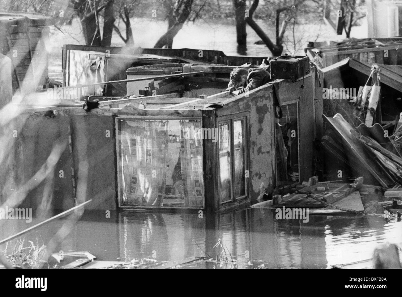 disasters, floods, North Sea flood, 16./17.2.1962, West Germany, Hamburg, boy searching his parents house for still useful things, 21.2.1962, victim, people, natural catastrophe, destruction, historic, historical, 20th century, 1960s, Additional-Rights-Clearences-Not Available Stock Photo