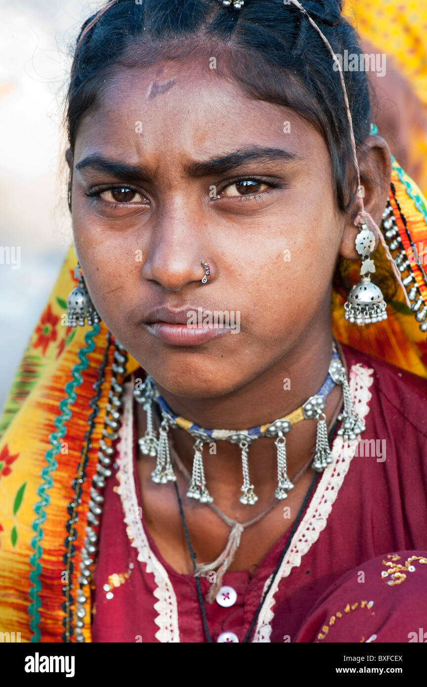 Gadia Lohar. Nomadic Rajasthan teenage girl. India's wandering blacksmiths. India Stock Photo