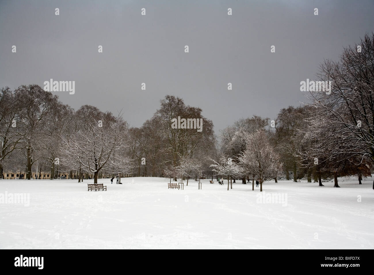 Green Park covered with snow, London, England, Britain, UK Stock Photo