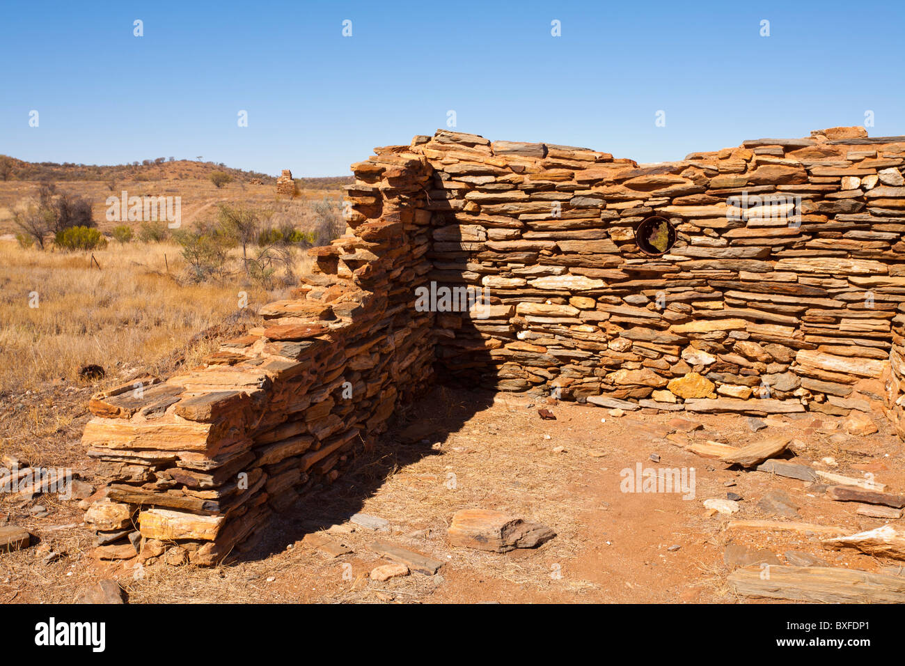 Ruined buildings at old Arltunga goldfields, east of Alice Springs, Northern Territory Stock Photo