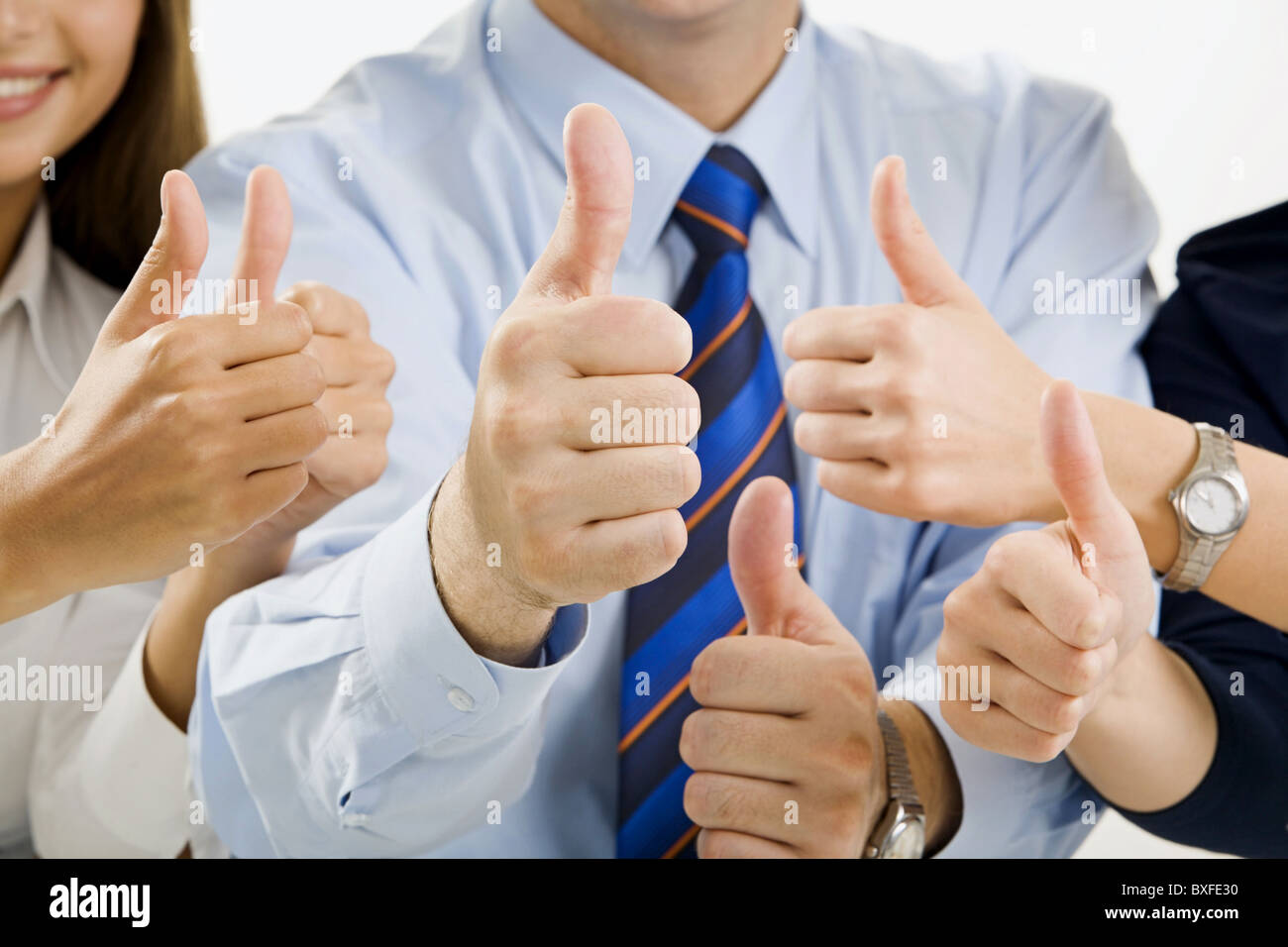 Portrait of business team’s hands showing sign of okay Stock Photo - Alamy