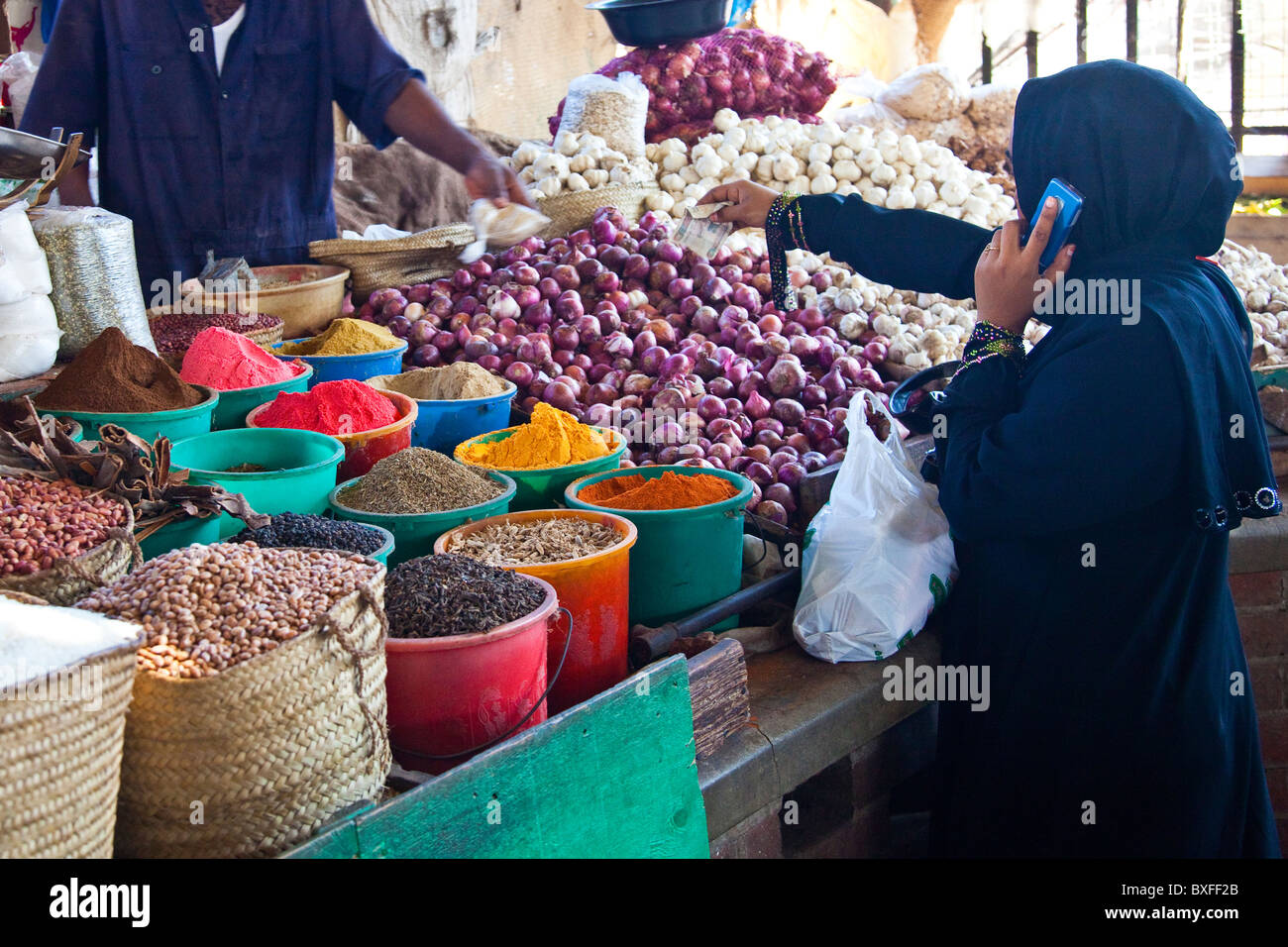 Muslim woman buying spices in Mombasa, Kenya Stock Photo Alamy
