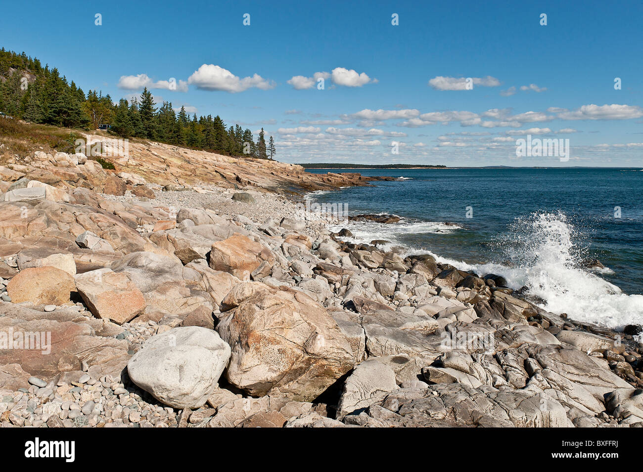 Rock beach, Schoodic, Winter Harbor, Maine, USA Stock Photo