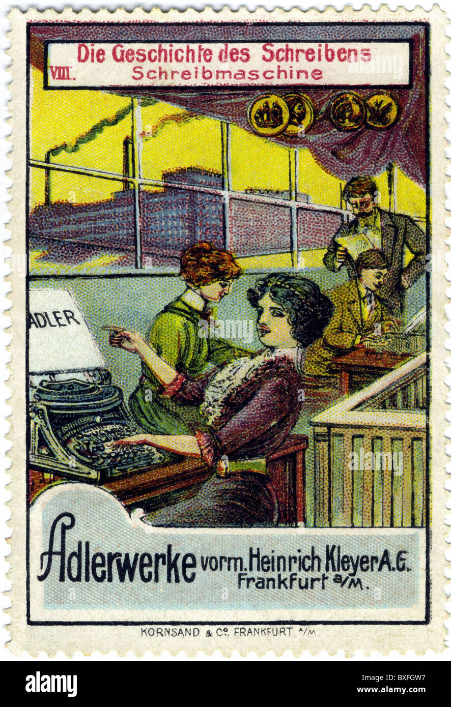 office, office equipment, typewriter, advertisement for Adler