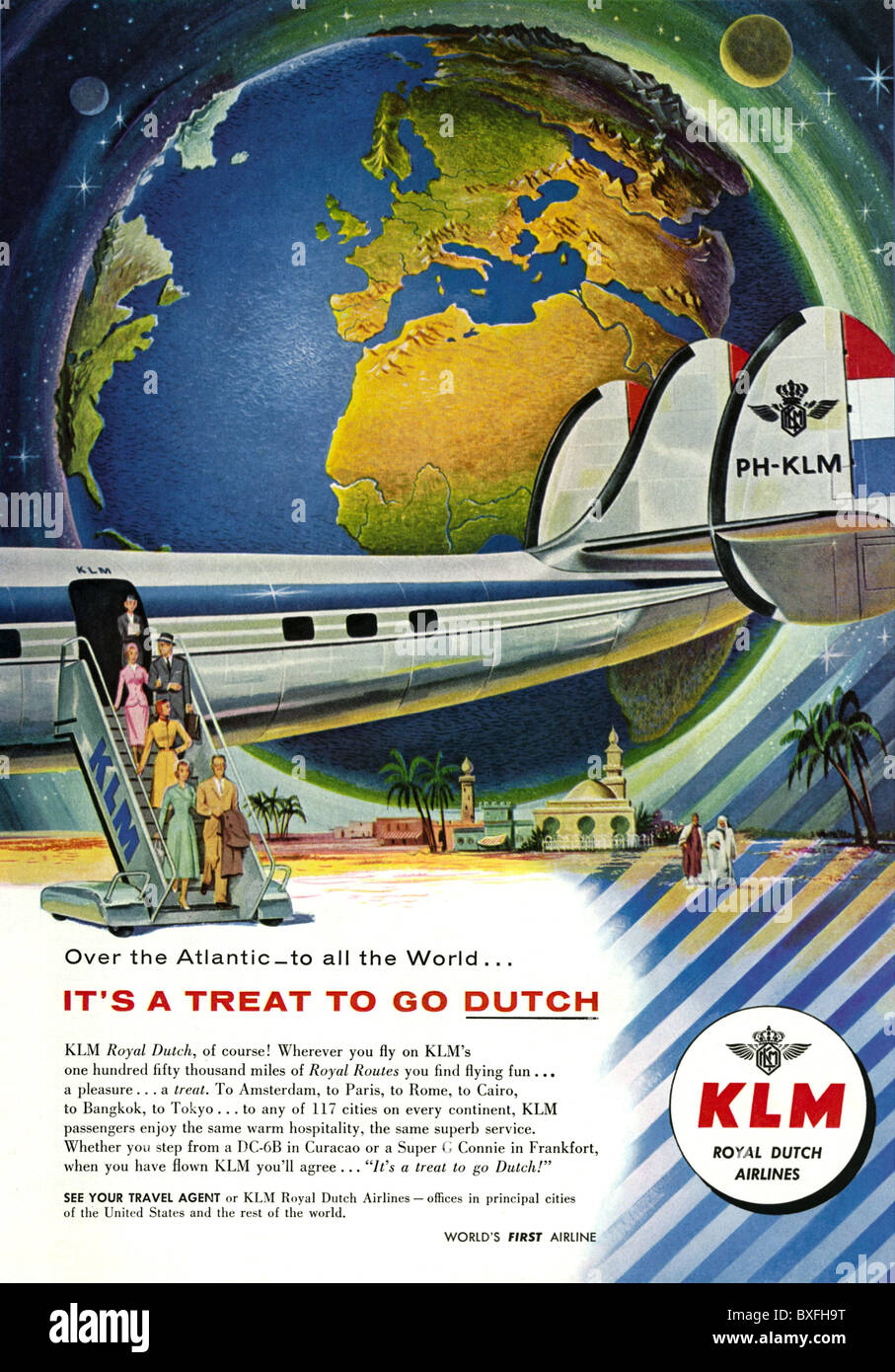 transport / transportation, aviation, Royal Dutch Airlines, advertising, Netherlands, 1956, Additional-Rights-Clearences-Not Available Stock Photo