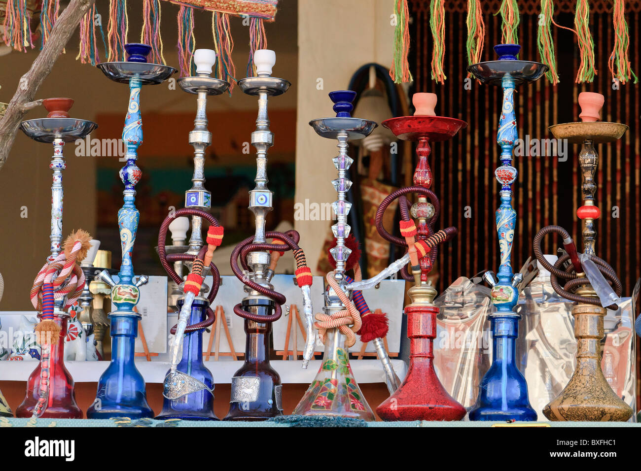 Turkey Hisaronu Hookah Pipes On Display Stock Photo Alamy