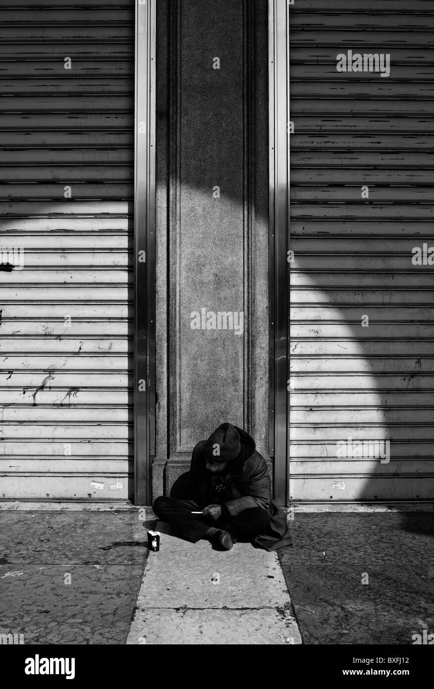 Homeless spot light Stock Photo