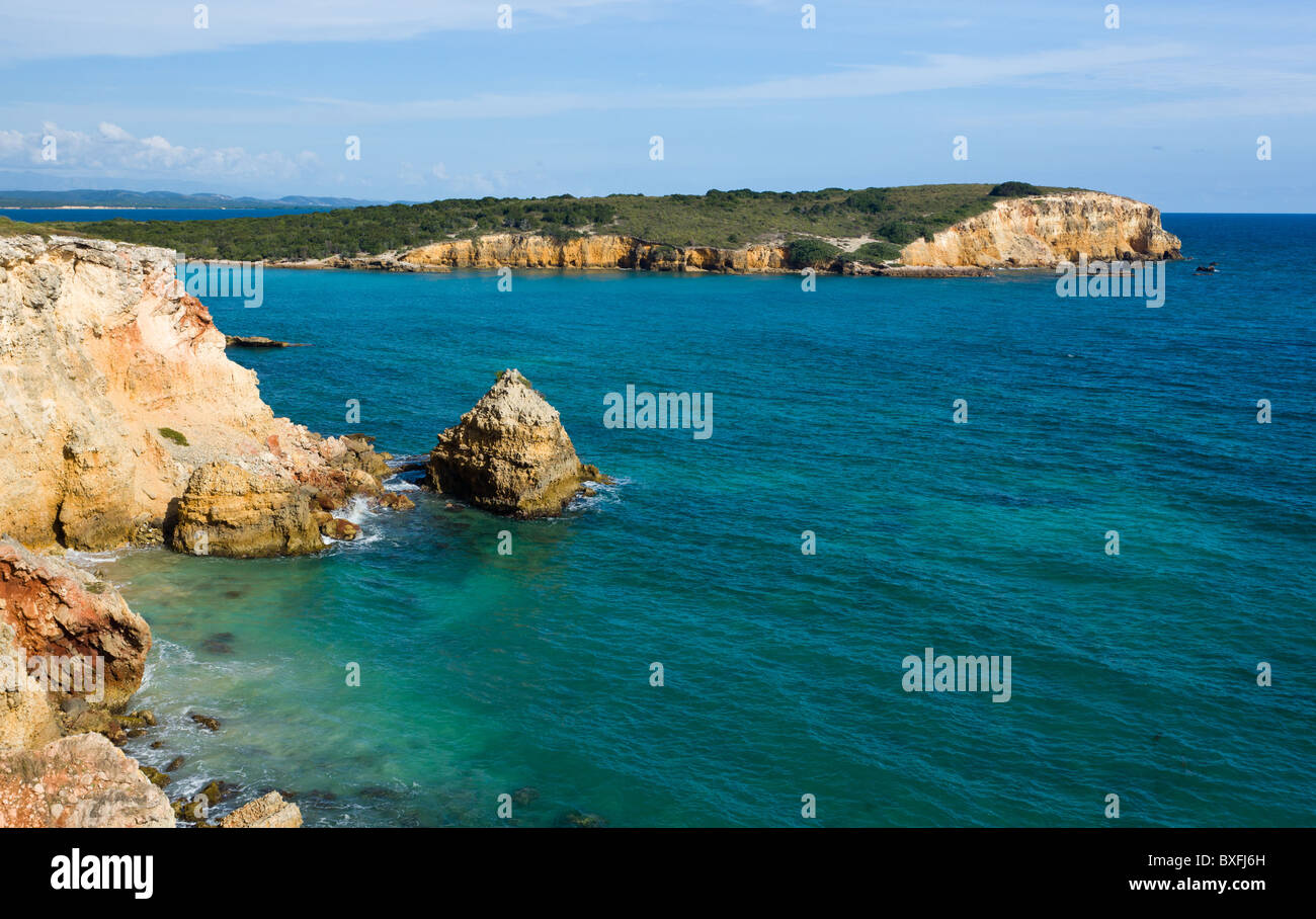 South west coast of Puerto Rico in Cabo Rojo province by Los Morillos Lighthouse Stock Photo