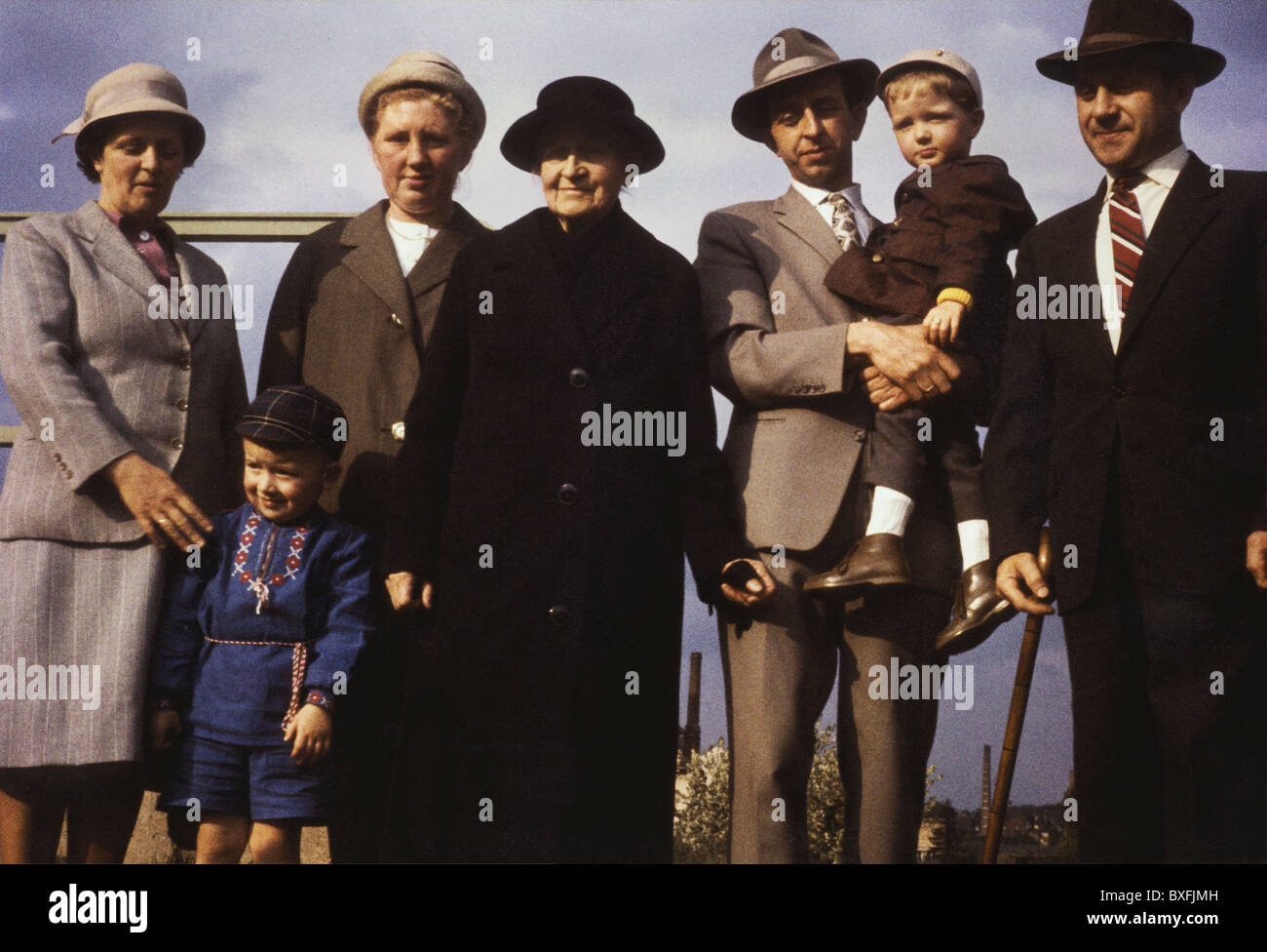 people, family, family reunion, group picture, Neheim-Hüsten, Germany, 1962, Additional-Rights-Clearences-Not Available Stock Photo