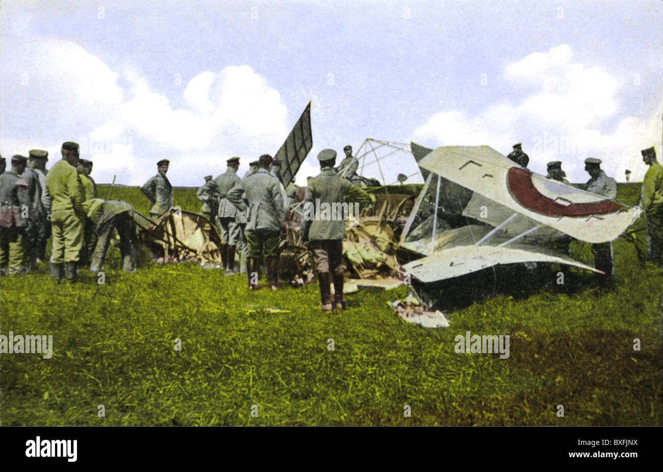 First World War / WWI, Western front, Belgium, shot down French aircraft, Belgium, 1916, Additional-Rights-Clearences-Not Available Stock Photo