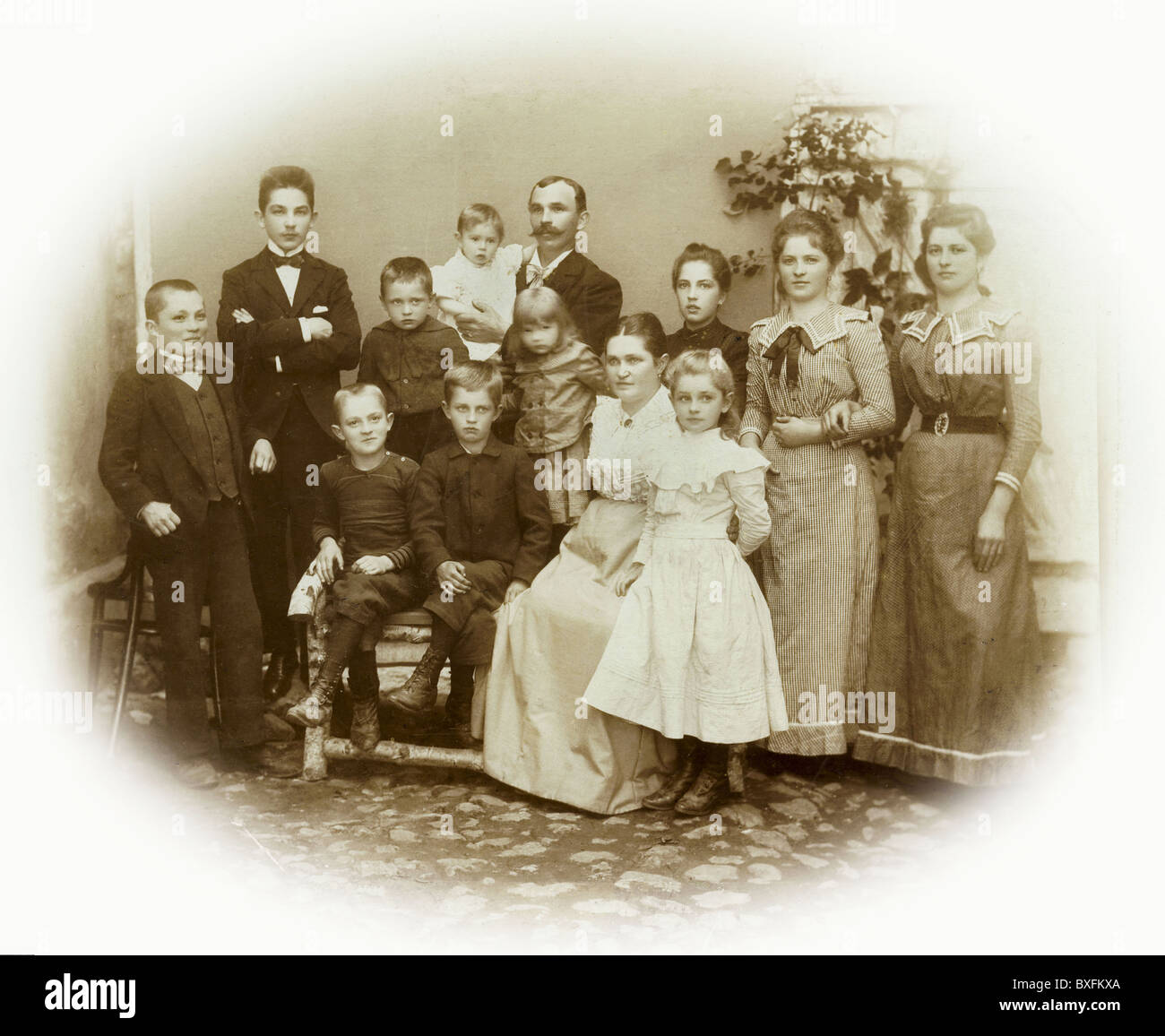 people, family with many children, Bavaria, Germany, circa 1895, Additional-Rights-Clearences-Not Available Stock Photo