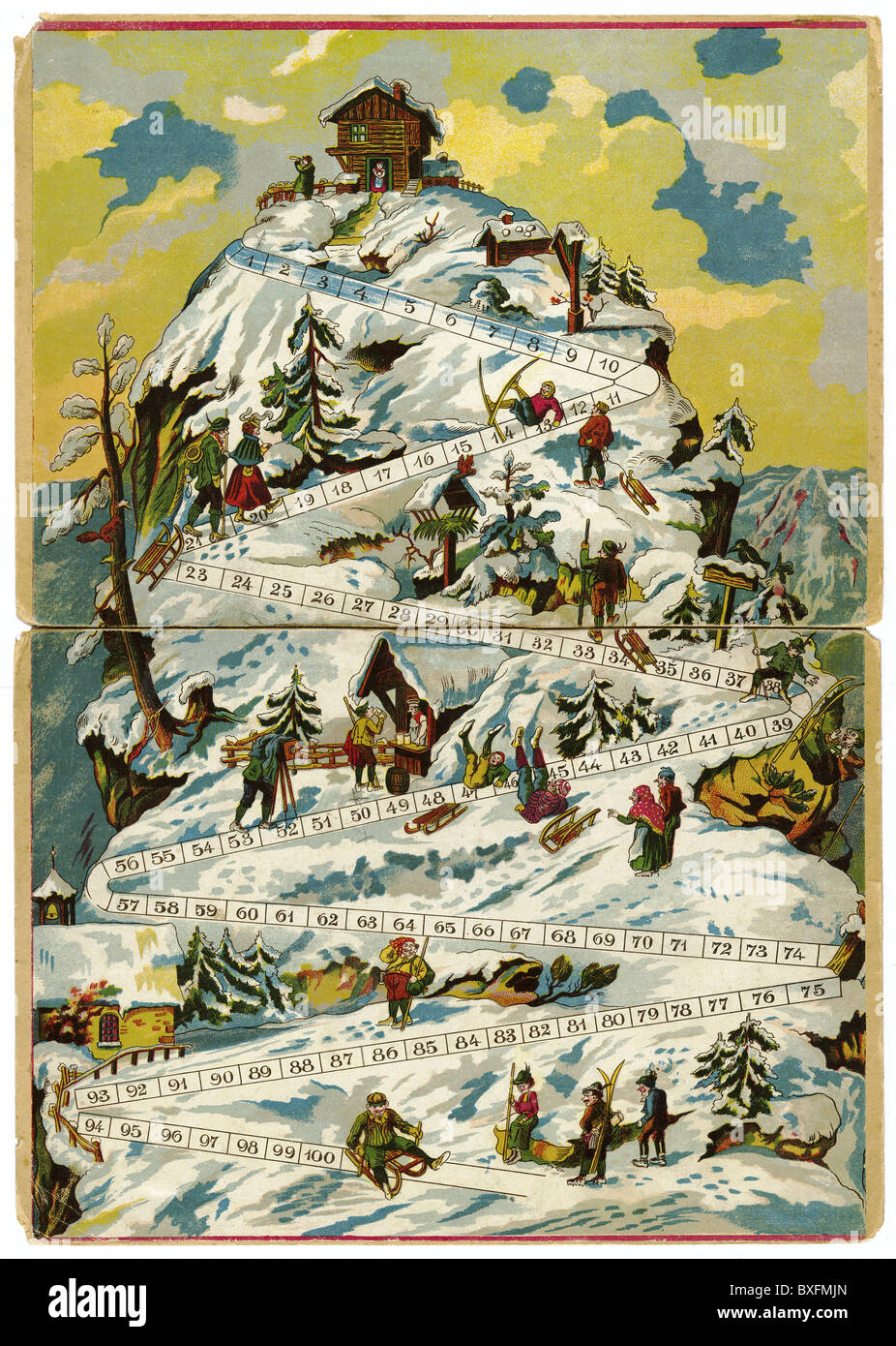 games, board game, mountaineering, game plan, Switzerland, circa 1910