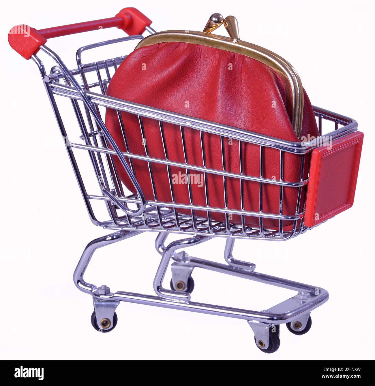 toys, miniature shopping cart with portemonnaie, Germany, Additional-Rights-Clearance-Info-Not-Available Stock Photo