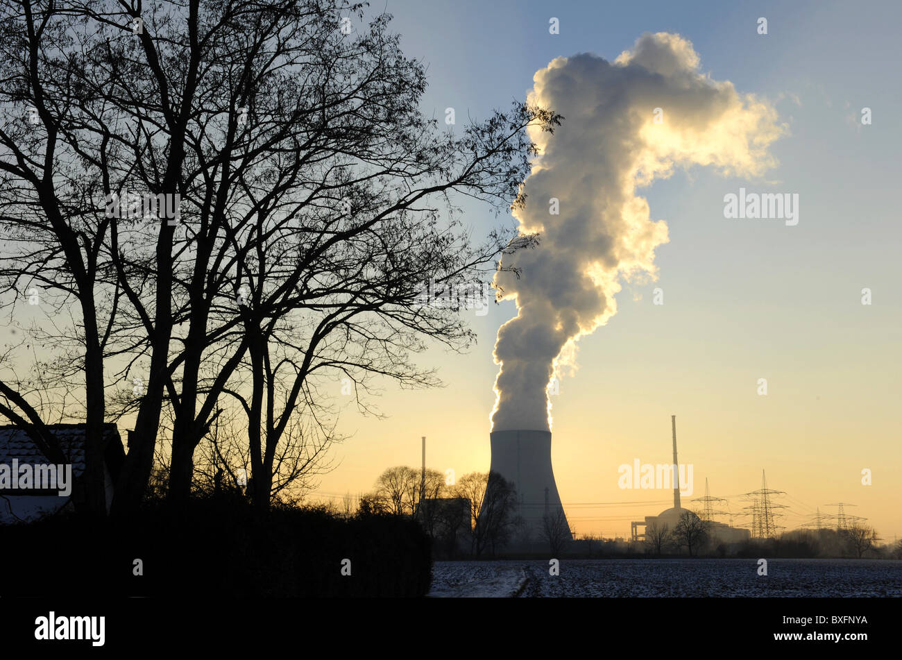 energy, nuclear power plant Isar, Niederaichbach, Essenbach, near Landshut, Lower Bavaria, Germany, Additional-Rights-Clearance-Info-Not-Available Stock Photo
