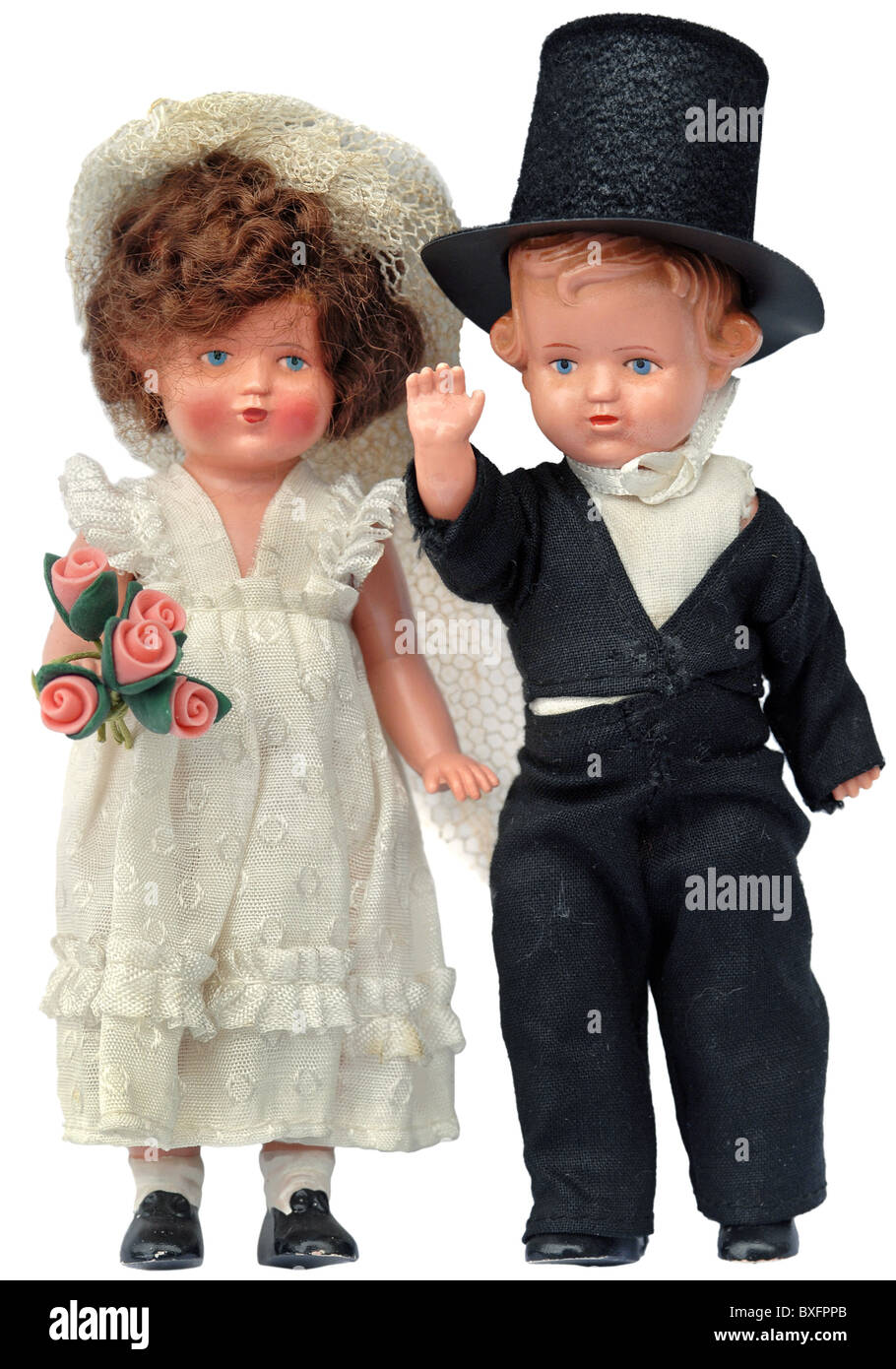 toys, dolls, bride and groom, Germany, circa 1930, Additional-Rights-Clearences-Not Available Stock Photo