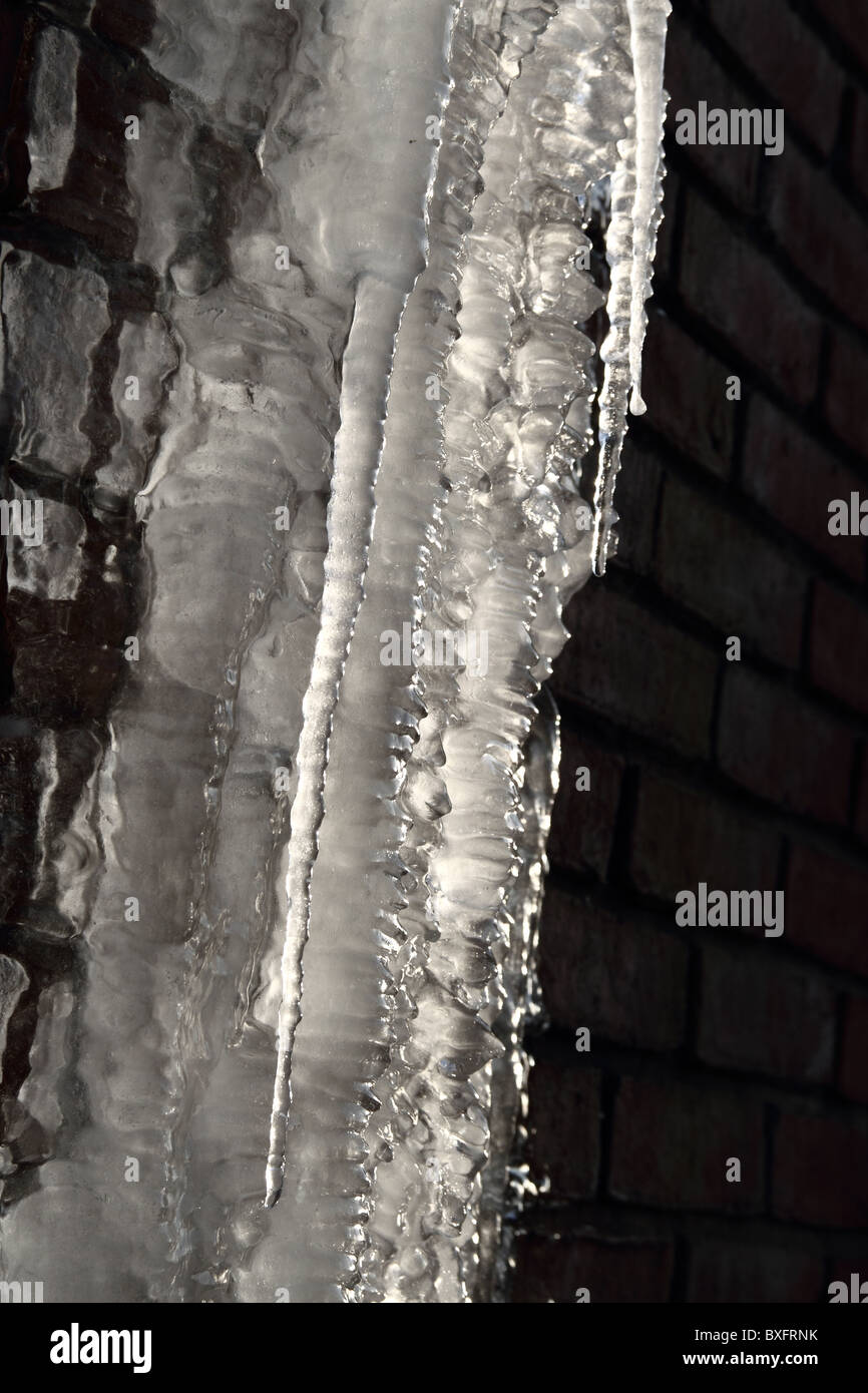 An icicle is a spike of ice formed when water dripping or falling from