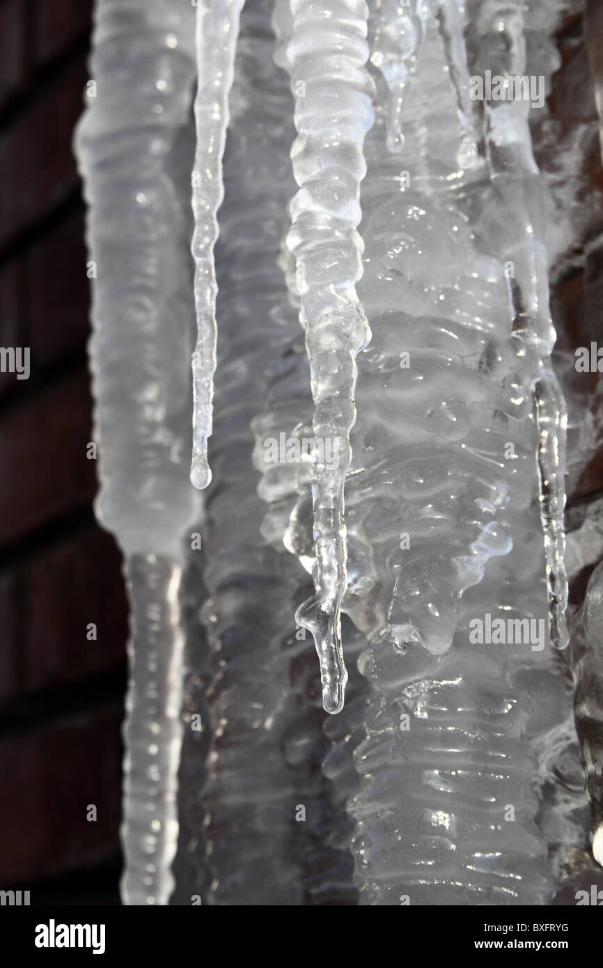 An icicle is a spike of ice formed when water dripping or falling from
