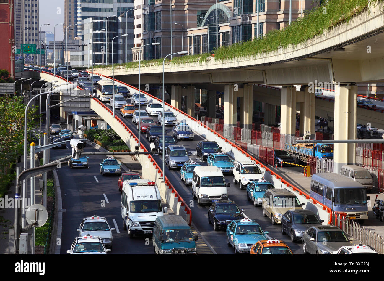 Rush Hour Traffic in Shanghai, China. Photo taken at 24 of November 2010 Stock Photo