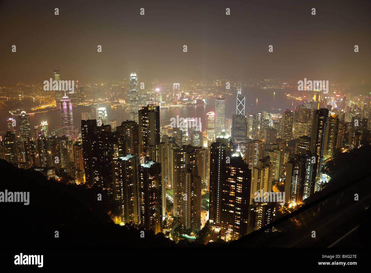 Hong Kong at night. View from the Victoria Peak Stock Photo - Alamy