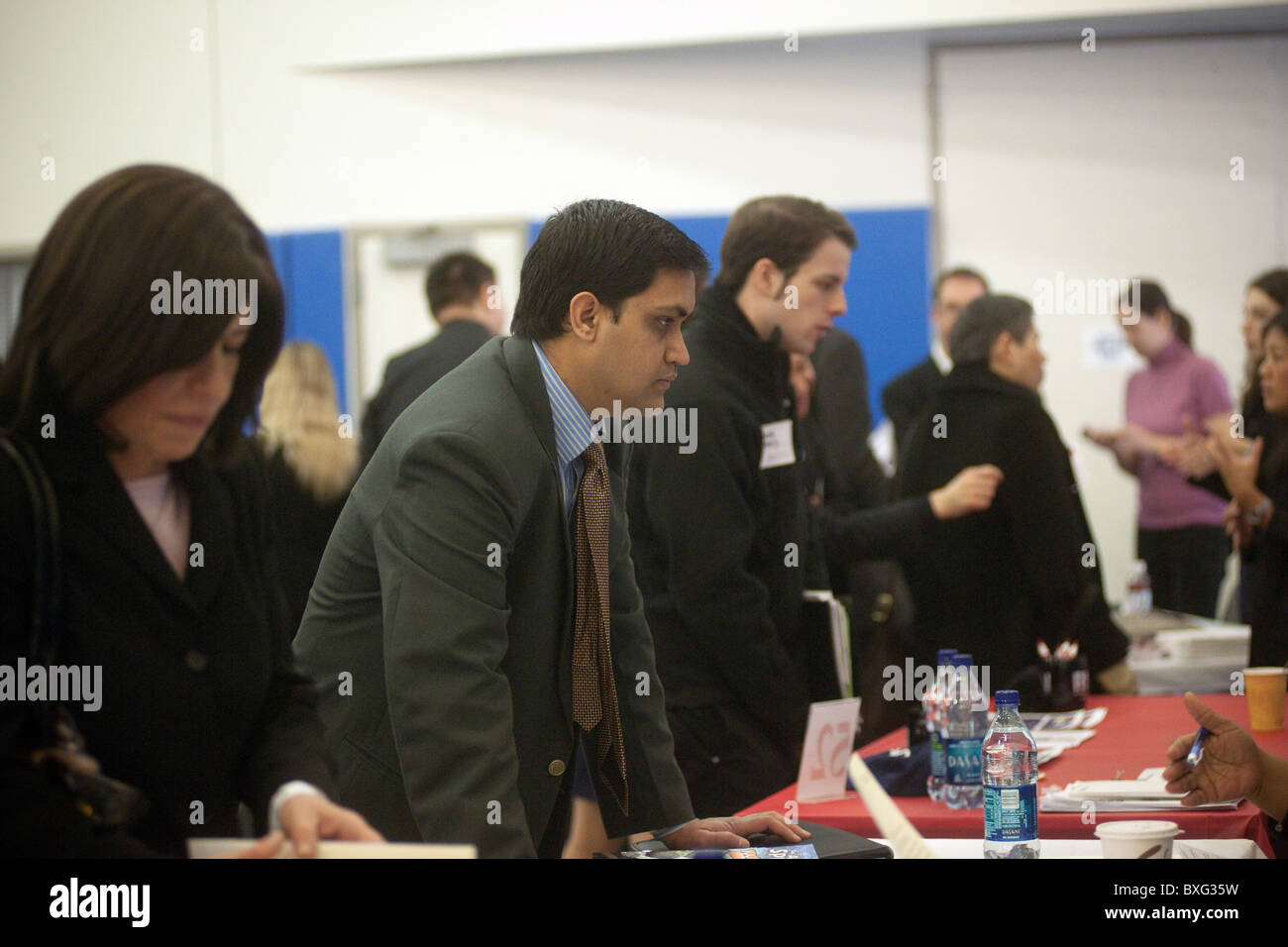 Job seekers attend a job fair in Brooklyn in New York Stock Photo